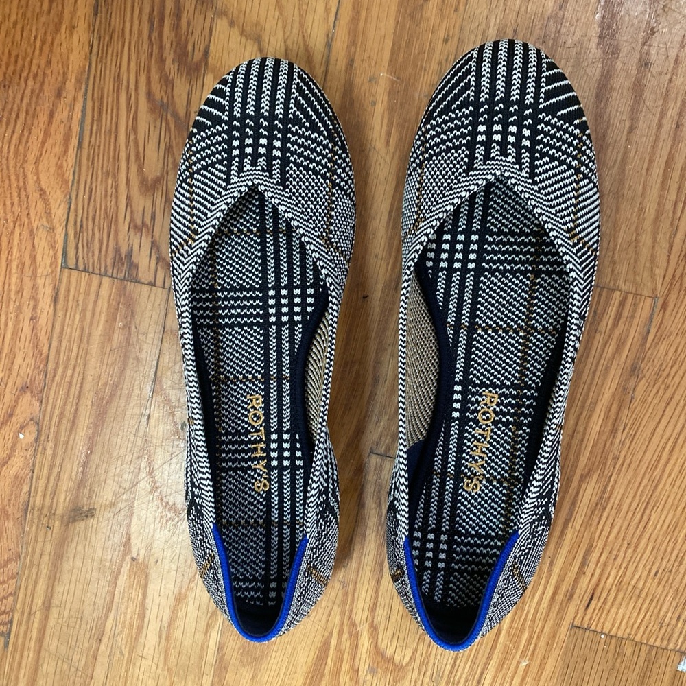 Rothy’s Black and White Plaid Flats